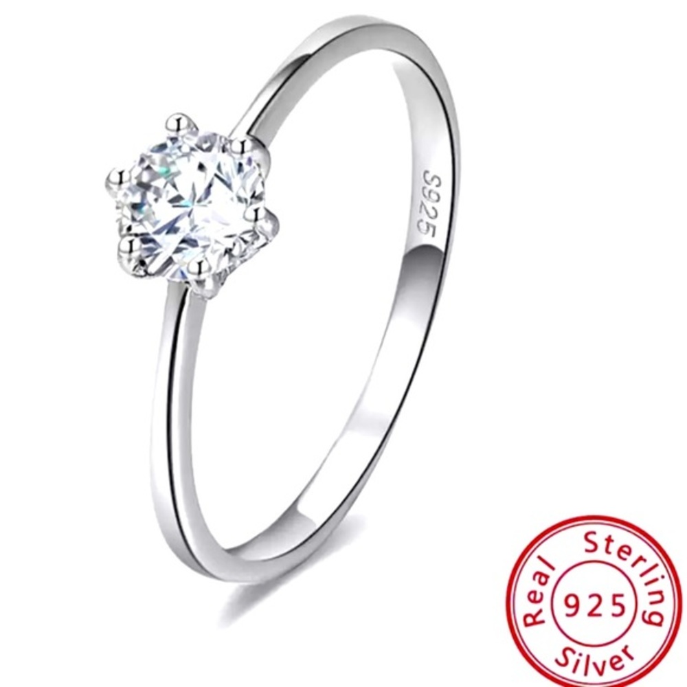 NEW MINIMALIST 925 SILVER DIAMOND RING - Picture 3 of 6
